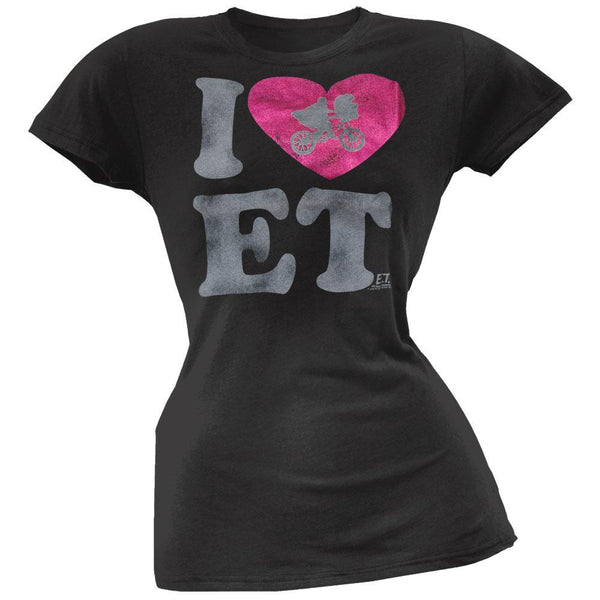 ET - I Heart ET Juniors Black T-Shirt