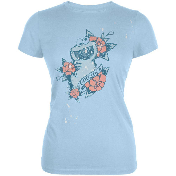 Sesame Street - Flowers Juniors Light Blue T-Shirt