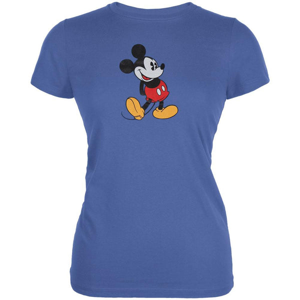 Mickey Mouse - Standing Juniors Blue T-Shirt