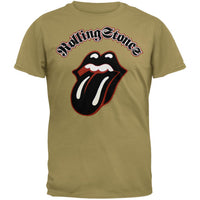 Rolling Stones - Flocked Tongue Tan Adult T-Shirt