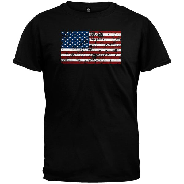 Distressed American Flag Black T-Shirt