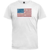 Distressed American Flag White T-Shirt