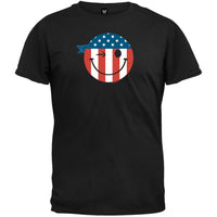 Patriotic Smiley Face Black T-Shirt