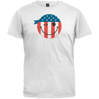 Patriotic Smiley Face White T-Shirt