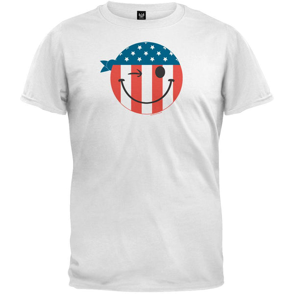 Patriotic Smiley Face White T-Shirt