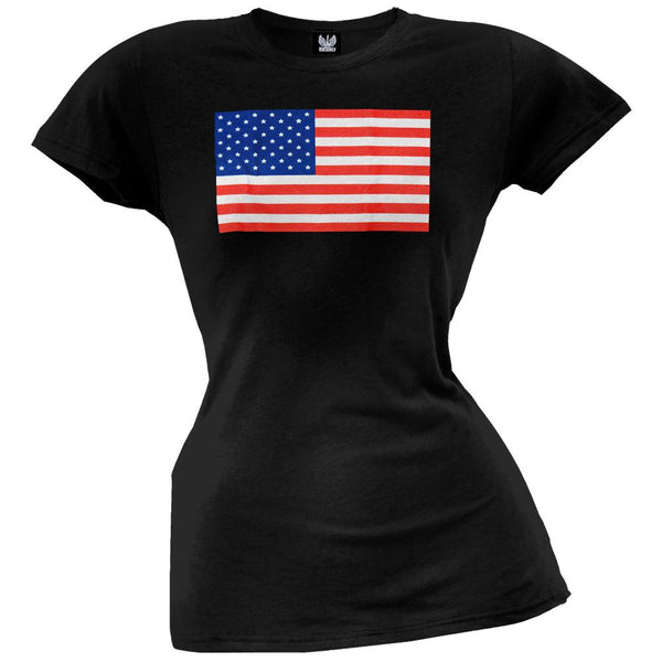 American Flag Black Juniors T-Shirt