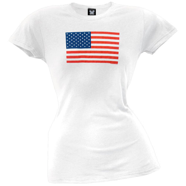 American Flag White Juniors T-Shirt