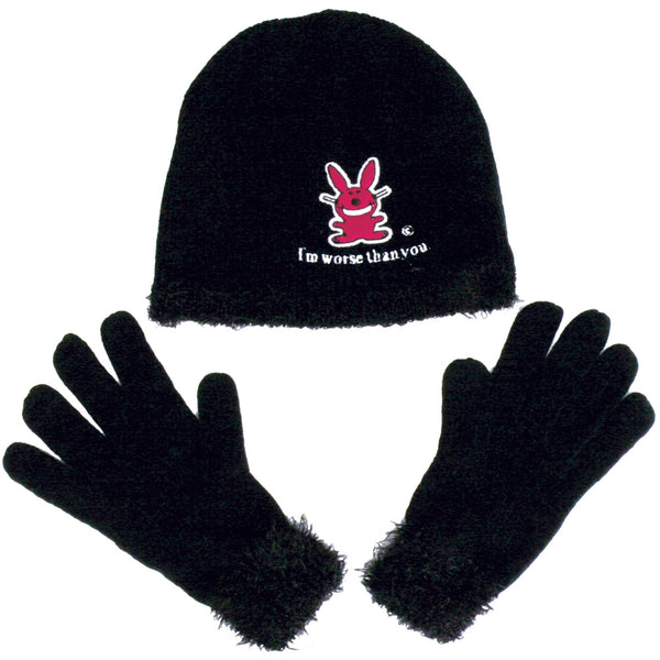 Happy Bunny - Worse Than You Hat & Glove Set