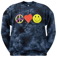 Peace Love Happiness - Blue Tie Dye Sweatshirt