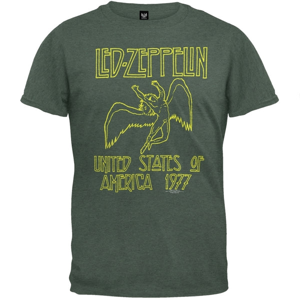 Led Zeppelin - 1977 Sage Green Soft T-Shirt