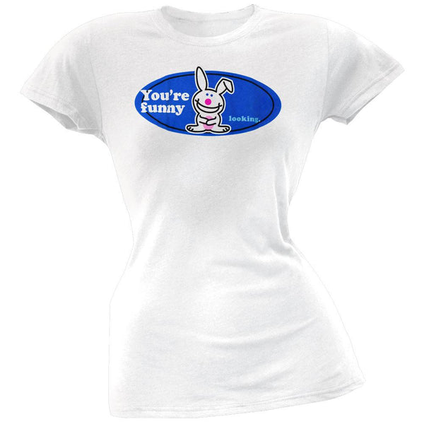 Happy Bunny - Funny Looking White Juniors T-Shirt