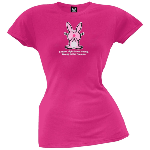 Happy Bunny - Right From Wrong Juniors T-Shirt