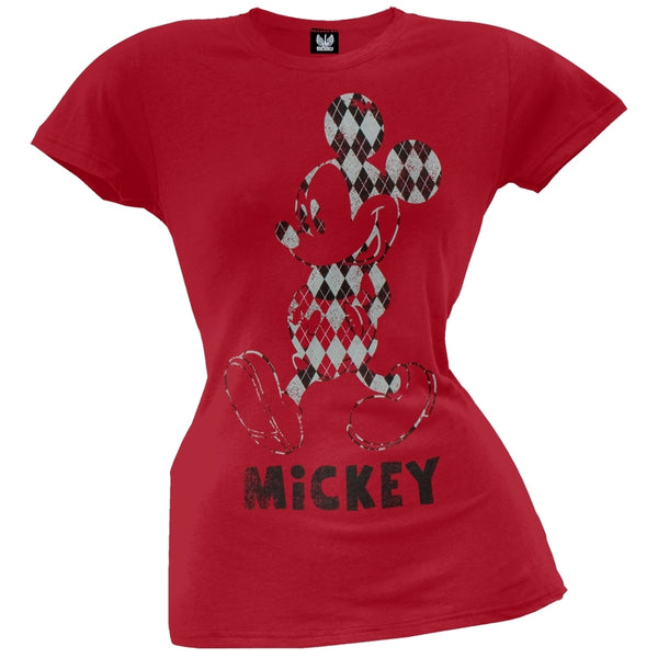 Mickey Mouse - Checkered Juniors T-Shirt