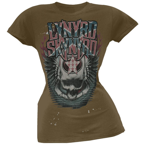 Lynyrd Skynyrd - Winged Skull Brown Juniors T-Shirt
