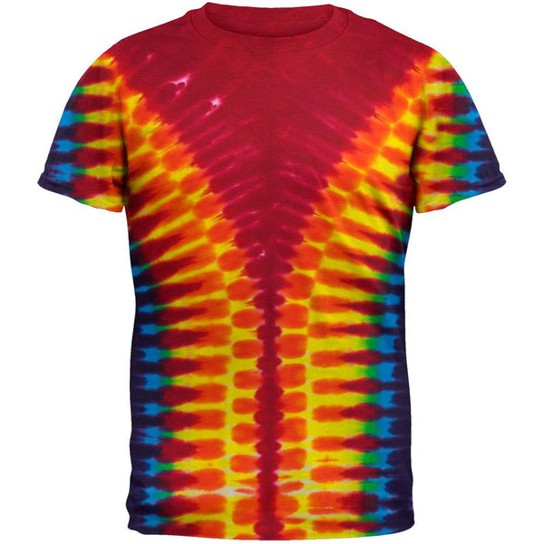 V-Pattern Rainbow Tie Dye T-Shirt