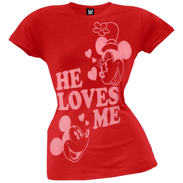 Mickey Mouse - He Loves Me Juniors T-Shirt