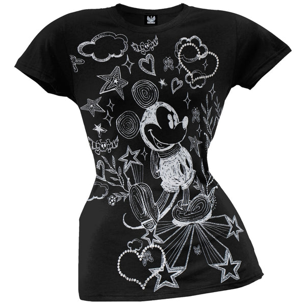 Mickey Mouse - Chalk Sketch Juniors T-Shirt