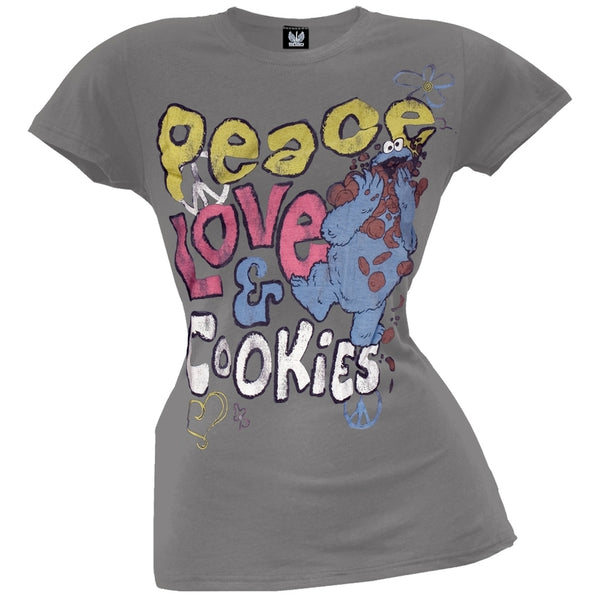 Sesame Street - Peace Love Cookies Juniors T-Shirt