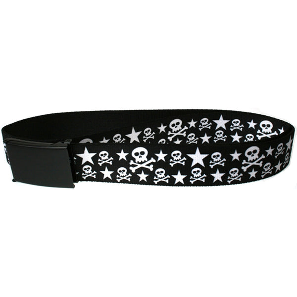 Skulls & Stars - Black and White Web Belt