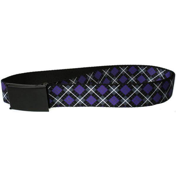 Argyle - Black, Grey and Purple Web Belt