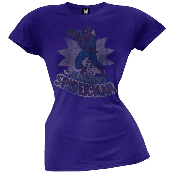 Spider-Man - Amazing Spider-Man Web Blue Juniors T-Shirt