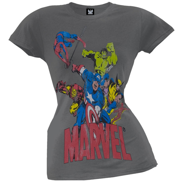 Marvel - 6 Heroes Dark Grey Juniors T-Shirt