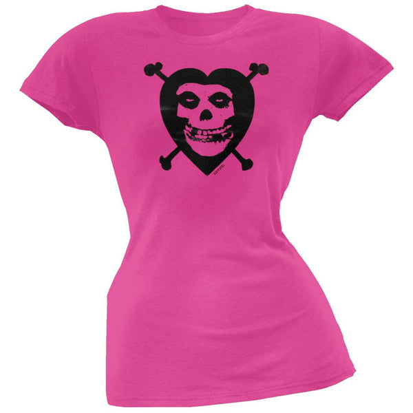 Misfits - Heart & Crossbones Pink Juniors T-Shirt