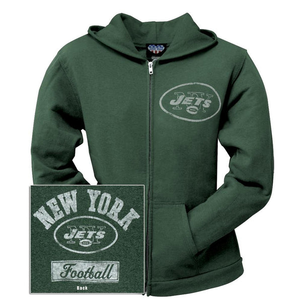 New York Jets - Vintage Logo Juniors Overdye Zip Hoodie
