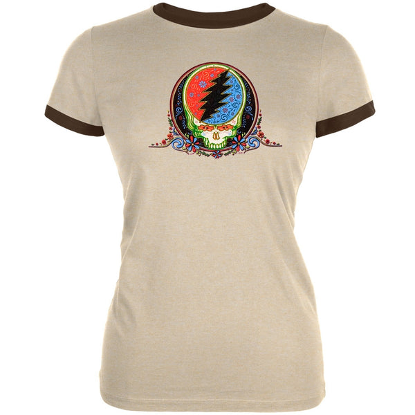 Grateful Dead - Calaveras Juniors Ringer Tan T-Shirt