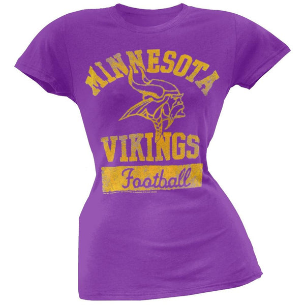 Minnesota Vikings - Vintage Flock Logo Juniors T-Shirt