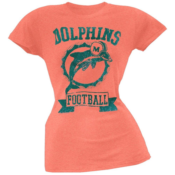 Miami Dolphins - Vintage Flock Logo Juniors T-Shirt