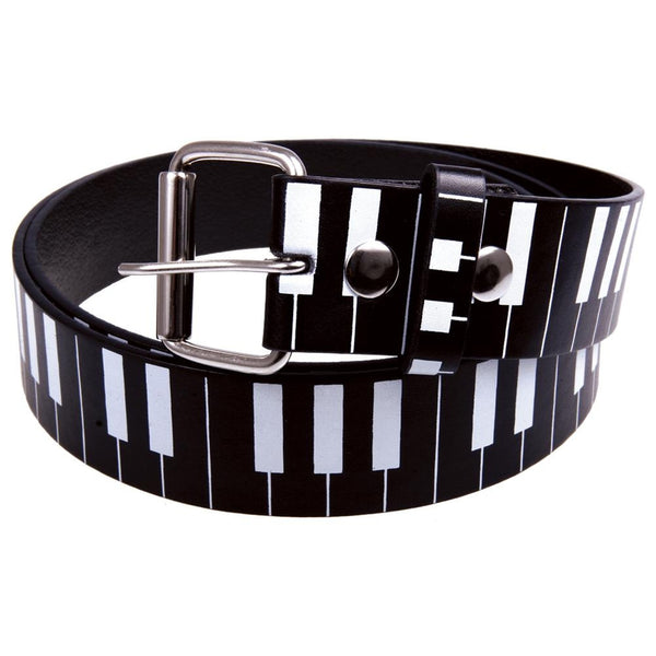 Black Piano Keys Leather Belt