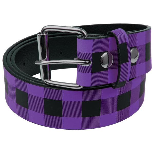 Purple Plaid Leather Belt