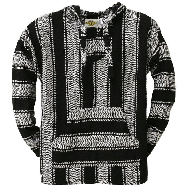 Black Stripe Woven Baja Hoodie