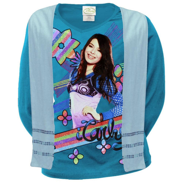 iCarly - Rainbow Stripe Girls Youth Long Sleeve T-Shirt w/ Scarf