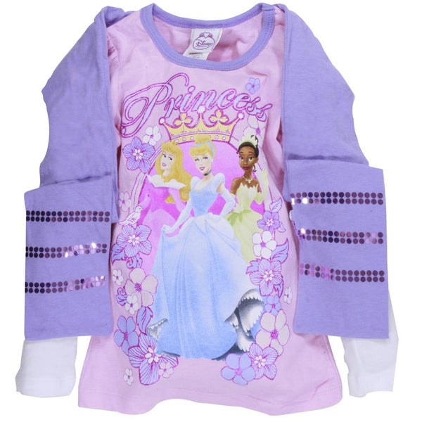 Disney Princesses - Garden Trio Girls Juvy 2Fer Long Sleeve T-Shirt with Scarf