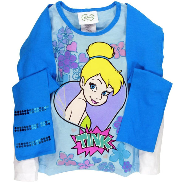 Tinkerbell - Flying Party Girls Juvy 2Fer Long Sleeve T-Shirt with Scarf