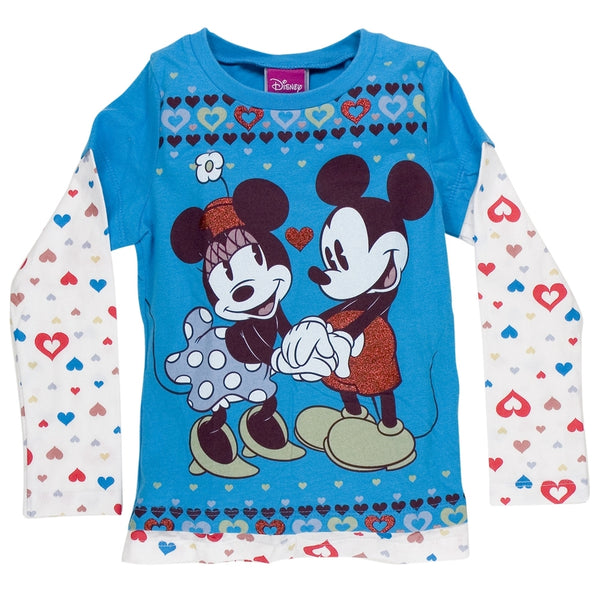 Disney - Heart Borders Girls Juvy 2fer Long Sleeve T-Shirt