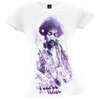 Jimi Hendrix - Purple Haze White Juniors T-Shirt