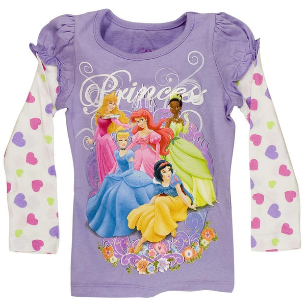 Disney Princesses - Floral Grip Girls Juvy 2fer Long Sleeve T-Shirt