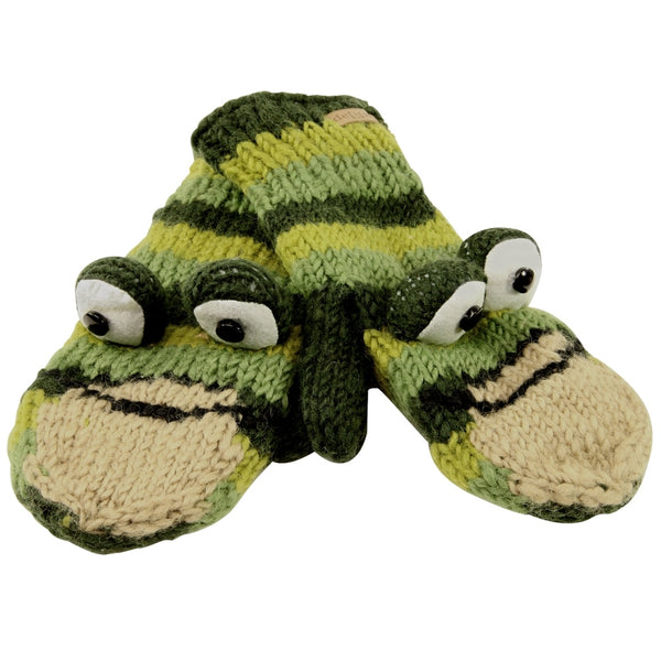 Ferny The Frog Kids Knit Mittens