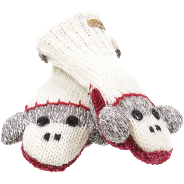 Cute Sock Monkey Kids Knit Mittens