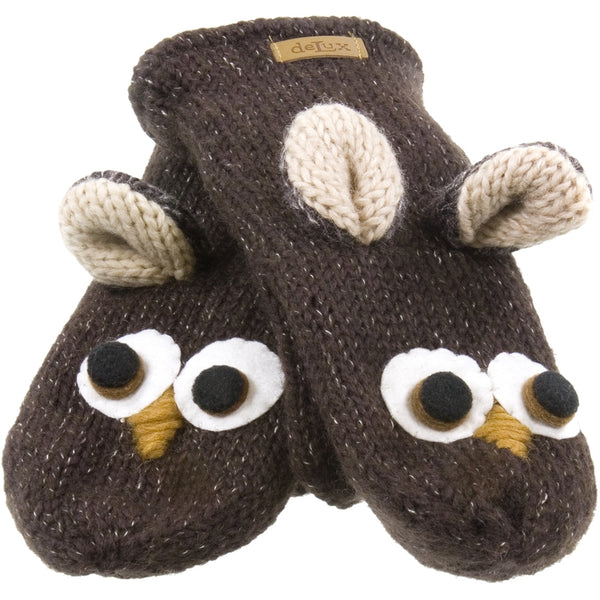 Ozzie The Owl Kids Knit Mittens