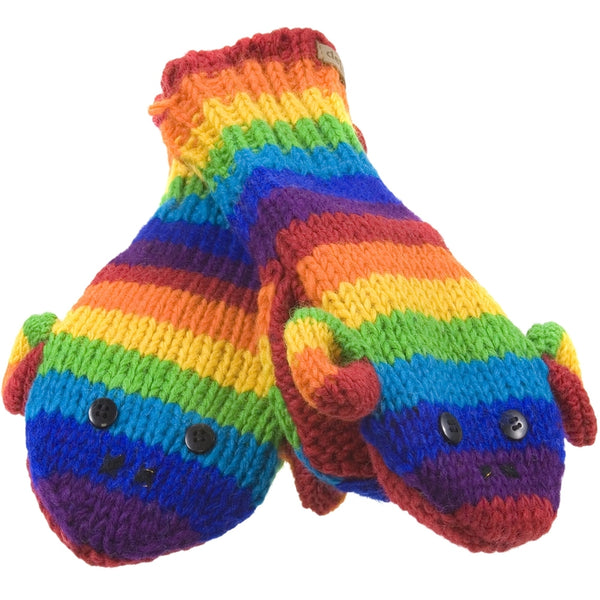 Rainbow Sock Monkey Knit Mittens