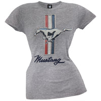 Ford - Vintage Mustang Logo Grey Juniors T-Shirt