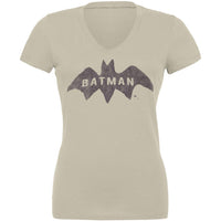 Batman - Distressed Logo Juniors V-Neck T-Shirt