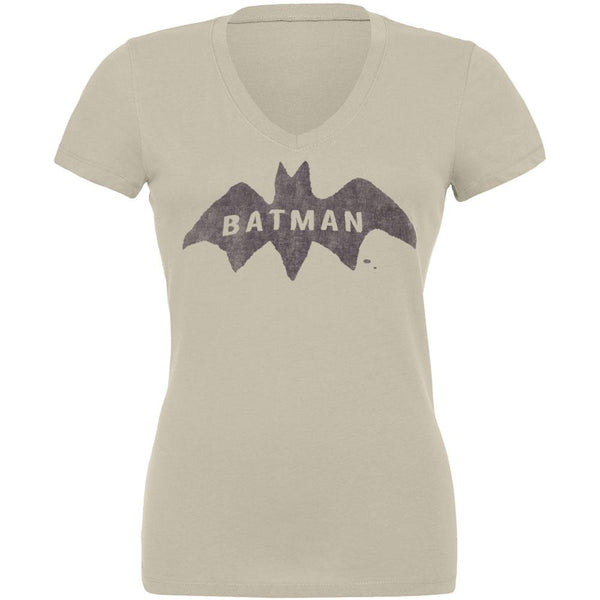 Batman - Distressed Logo Juniors V-Neck T-Shirt