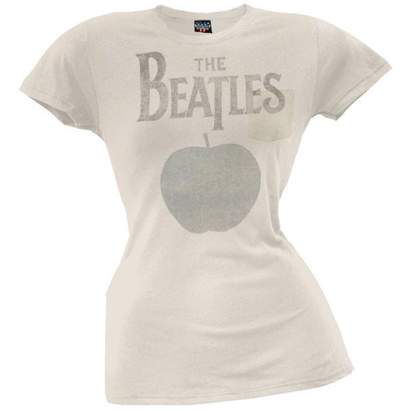 Beatles - Distressed Apple Juniors Pocket T-Shirt