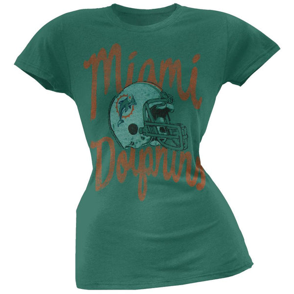 Miami Dolphins - Distressed Helmet Kick Off Juniors T-Shirt