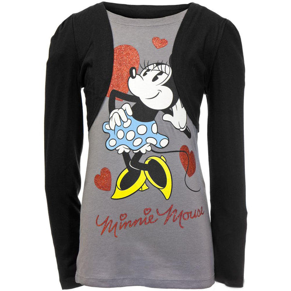 Minnie Mouse - Hearts Look Girls Youth 2fer Long Sleeve T-Shirt